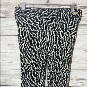 Tory Burch Womens Printed Skinny Leg Leggings White Black Wool Size XS